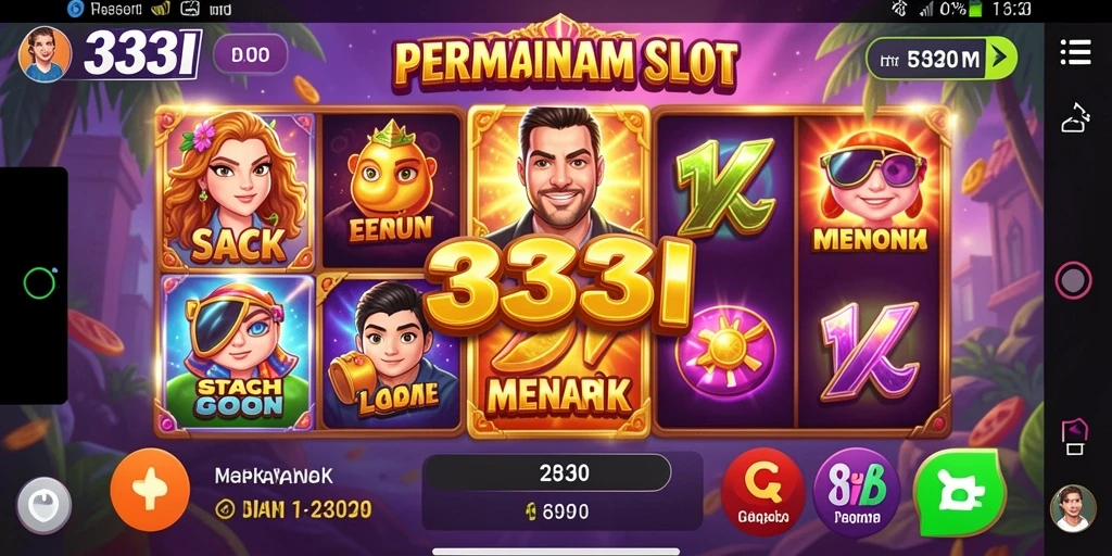 Tampilan gameplay utama 333I yang menampilkan putaran slot yang seru.