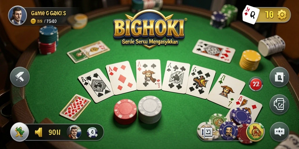 Screenshot gameplay BIGHOKI menampilkan suasana seru bermain Gaple.
