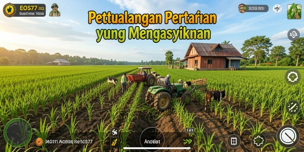 Gameplay EOS77 menampilkan aktivitas bertani yang seru dan mengasyikkan.