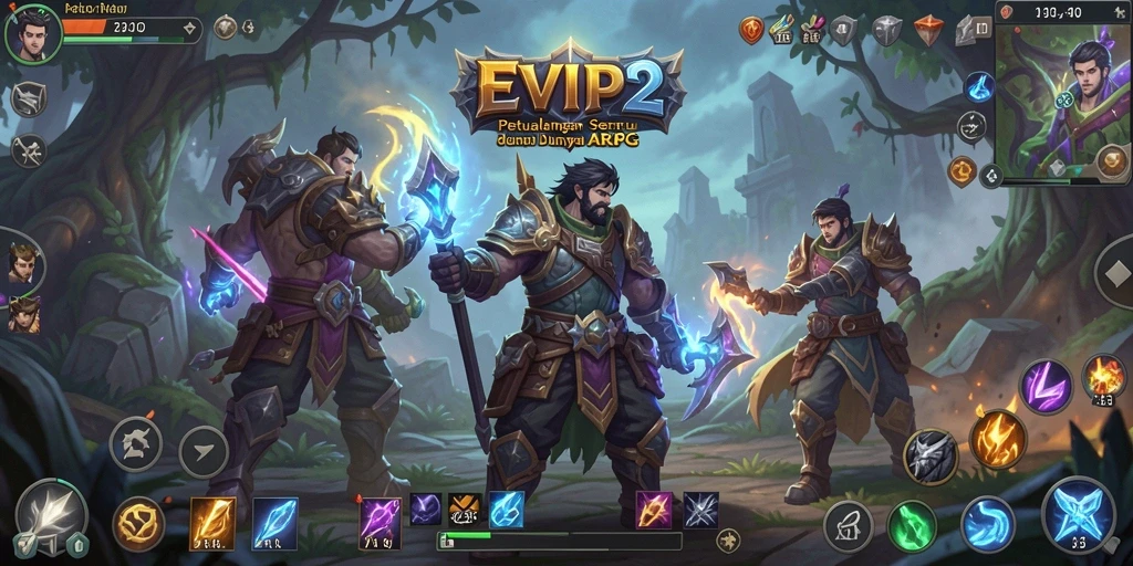 Tampilan gameplay ARPG EPIC di EVIP2 dengan pertarungan yang mendebarkan.