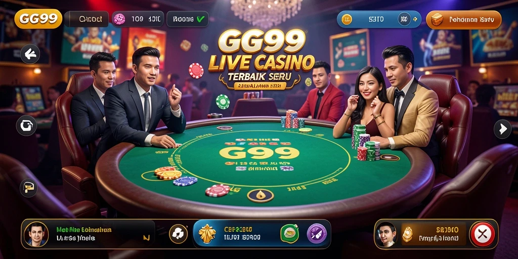 Tampilan gameplay langsung di aplikasi Live Casino GG99 yang seru.
