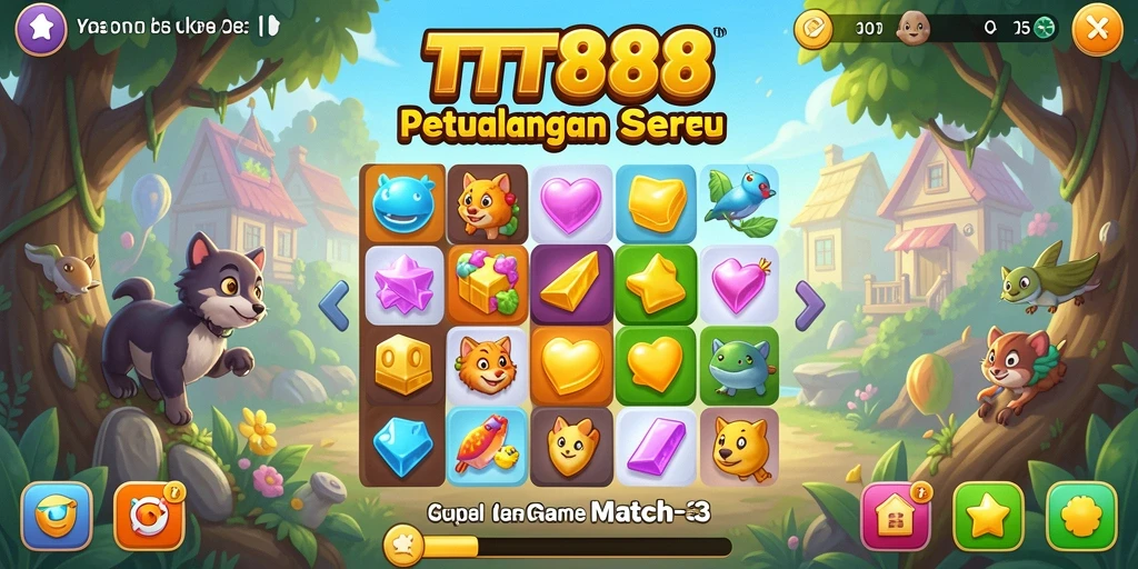 Screenshot gameplay TTT888 yang menampilkan keseruan mencocokkan permata.