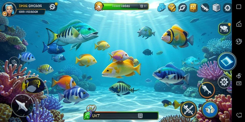 Gameplay UH77 yang memikat, menangkap berbagai ikan dengan seru.