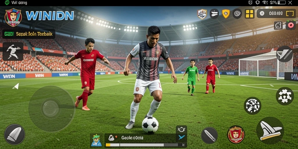 Tampilan gameplay menarik di lapangan sepak bola.